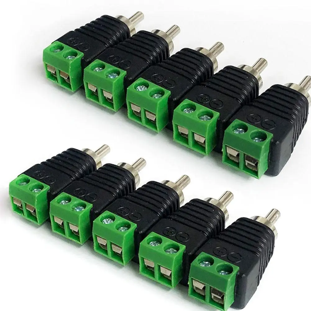 10PCS Male And Female DC Power Plug TO AV Terminal Connector Video Screw connection solderless RCA male Connector Adapter Hot