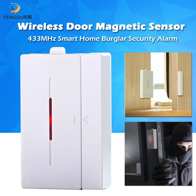 Factory Price 433mhz Wireless Door Window Magnet Sensor Detector For Home Wireless Alarm System , Works With Sonoff RF Bridge