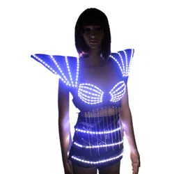 LED Costumes Suits for Evening Party, Clothes Bra for Evening Party, Performance Supplies, LED Girl Bra with Light Effects, Holi