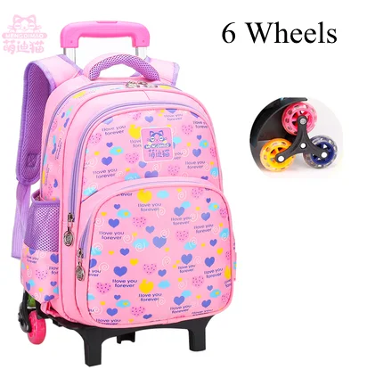 Children School Wheeled Backpack Bag for girls School Rolling Backpack Bag Mochilas Wheels School Trolley backpack Bag for kids