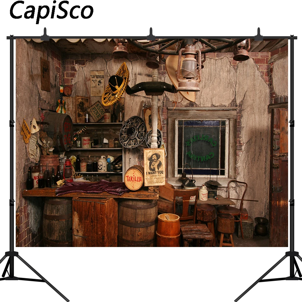 

Capisco Wild West Photography Backdrop saloon birthday Party Decor Banner Kids Man Boy Background Photo Booth Shoot Studio Props