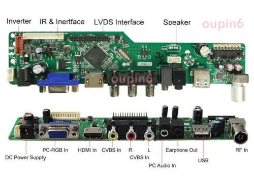 Kit de controlador de tv lcd, vga, cvbs, painel lcd de 7 polegadas, x cm