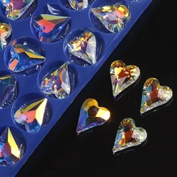 5Pcs/Lot Shiny AB Austrian Crystal Peach Pendant 27mm Love Heart Glass Beads For Women Jewelry Making Necklaces Earring Findings