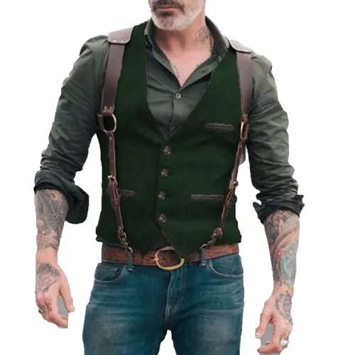 Men's Suit Vest Herringbone V Neck Business Formal Dress Waistcoat for Wedding Suit or Tuxedo - Image 11
