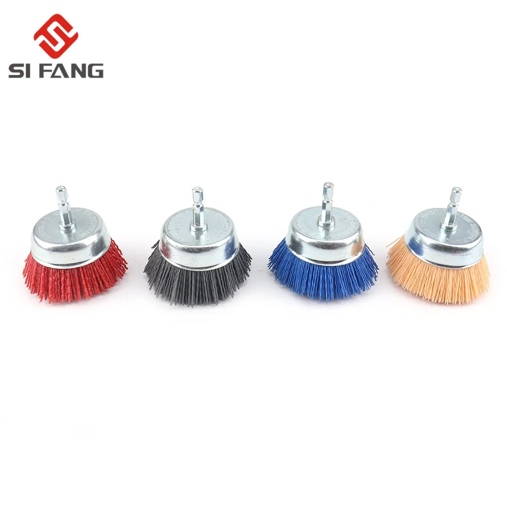 75MM Nylon Tasse Pinsel Schleif Draht Rad Pinsel Für Bohrer Dreh Werkzeug Holz Polieren Entgraten 6mm Schaft Mit 80-240Grit – Detail 8