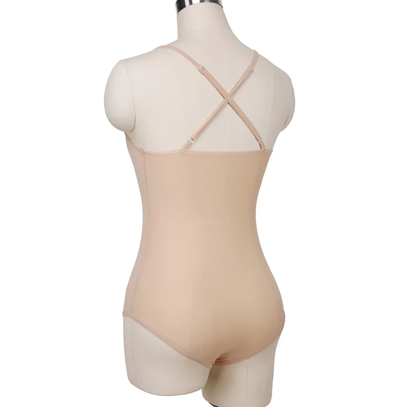 ผู้หญิงเต้นรำอุปกรณ์เสริมตาข่ายยืด TOP Nude สีดำสนับสนุน Bodysuit Bottoming Belly Dance Leotards ขนาด M/L