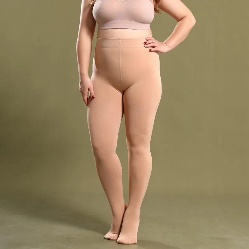 DOIAESKV 130 KG Damen-Fleece-Strumpfhose, Übergröße 120 D, Herbst, warme Winterstrumpfhose, hohe Taille, weiblich, dehnbar, schlank, dick – Detail 6