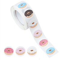 500Pcs 2.5cm Cute Donut Stickers Seal Label Gift Packaging Stickers Wedding Birthday Party Gifts Sticker Cookies Sign Decor