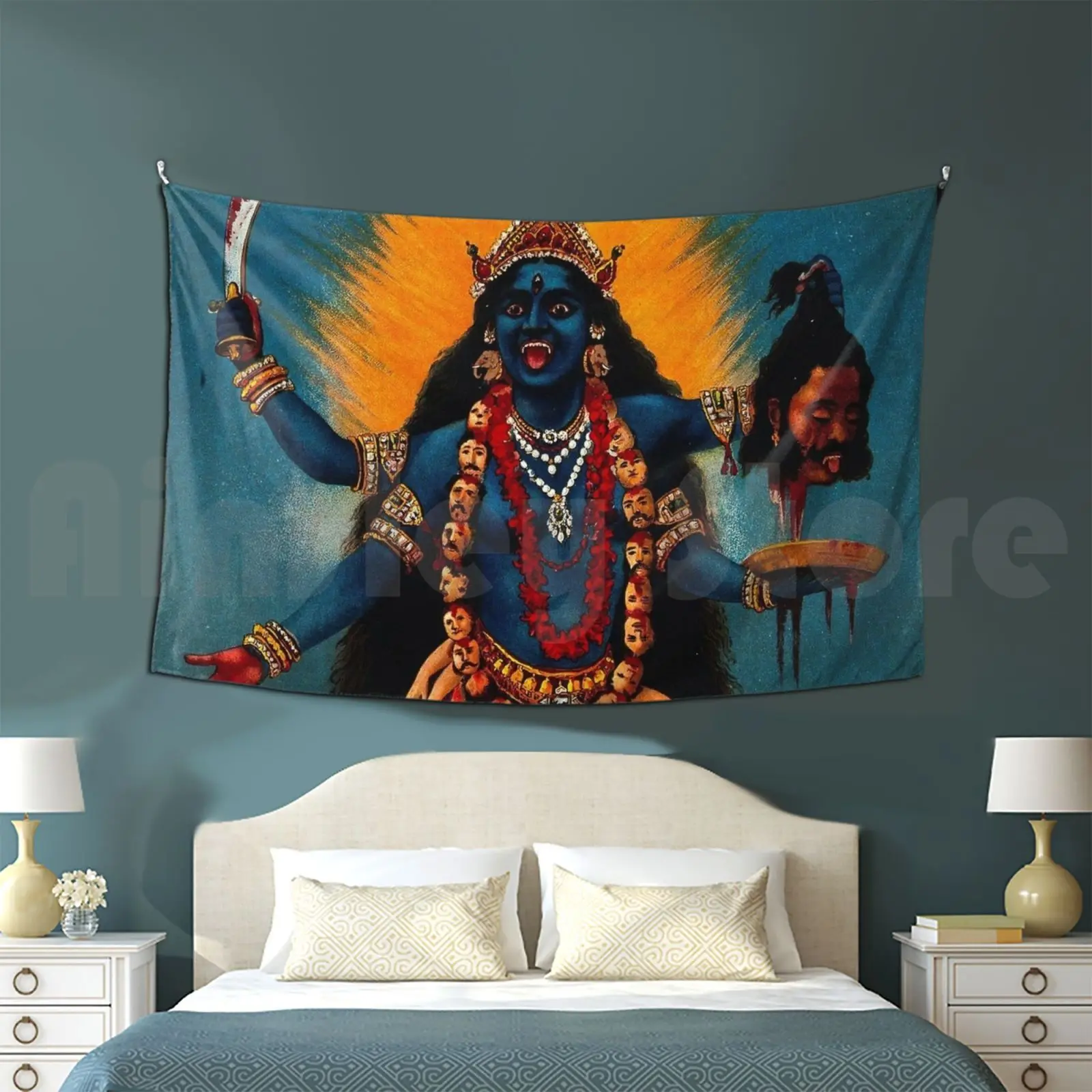 

Kali-Goddess Customized Tapestry Kali Goddess Mother Protector Universe Black Goddess Death