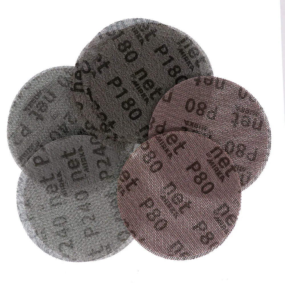 15/25PCS 5 Inch 125mm Mesh Dust-free Anti-blocking Hook&Loop Sanding Discs Round Abrasive Sandpaper 80-320 Grit Decorate Paper