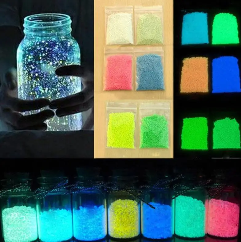 1Bag Colorful Fluorescent Glow Powder Super luminous Particles Sand Glow Pigment Glow in the Dark Home Party Decor