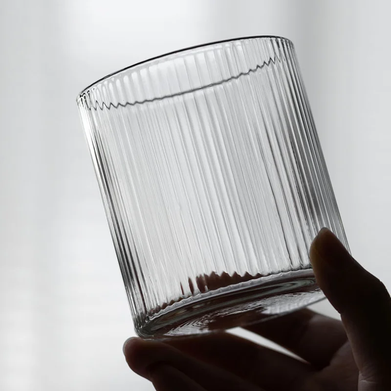 8/6/4/2/1 PCS Transparent Ripple Glass Cup, High Temperature, Tea, Water Drink, Milk, Juice, Coffee, Beer Cup, Simplicity