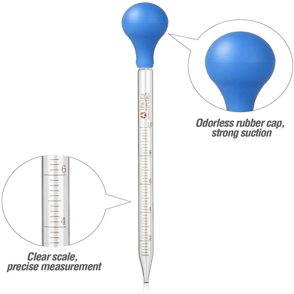 3 Pieces 10ml 5ml 2ml Glass Graduated Pipettes Transfer Dropper For Liquid Essential Oil Fluid And Liquid Pipettors