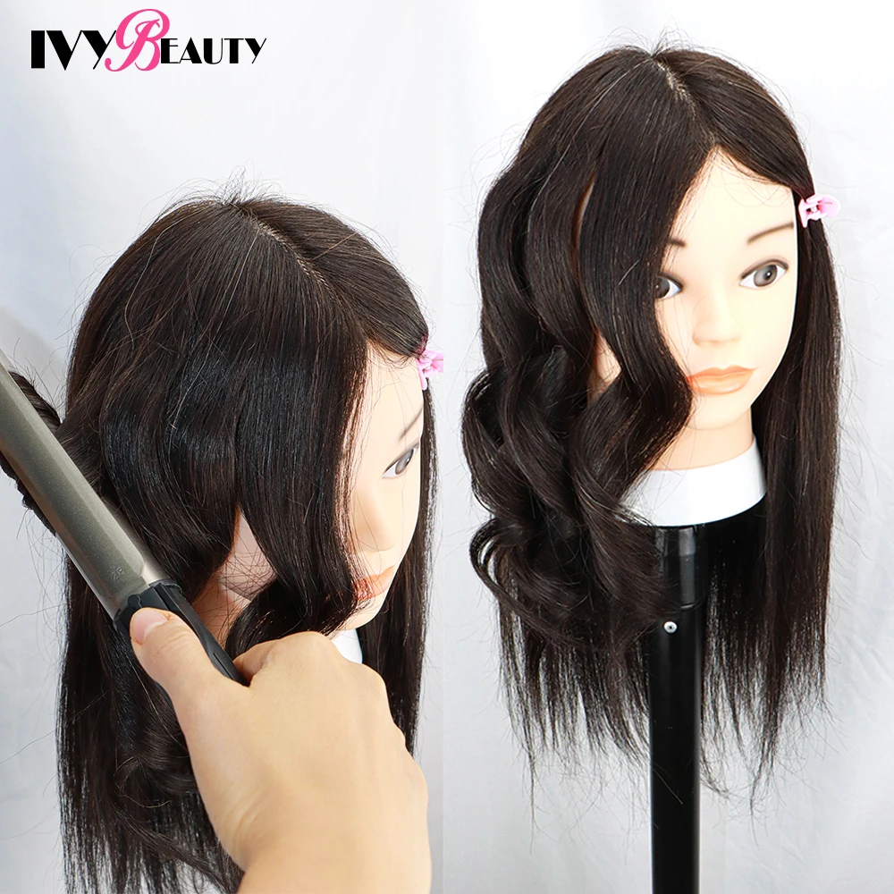 Mannequin Hoofd Met 100% Menselijk Haar, Echt Haar Kosmetiek Mannequin Head Hair Styling Kappers Praktijk Training Pop Hoofd