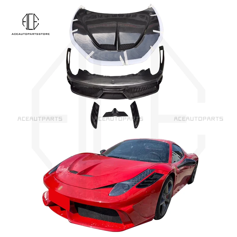 

458 Sp Style High Quality Carbon Fiber Frp Front Engine Hood Bonnet front bumper for Ferrari 458 Sp Style Car Body Kit