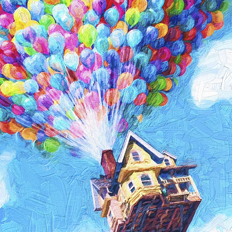 Balloon House UP Movie Print Pixar Poster Oil Painting Wall Art Canvas Painting Adventure Travel Posters Nursery Kids Room Decor image 2