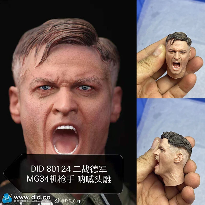 

1/6 Solider WWII German MG34 Machine Gunner D80124 Shout Head Sculpture Fit 12" Male Action Figure Body