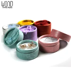 Wholesale 24pcs/lot Multi-color Bow Small Round Ring Box Stud Earrings Jewelry Box Gift Box For Ring Display Jewelry 5.5x3.5cm