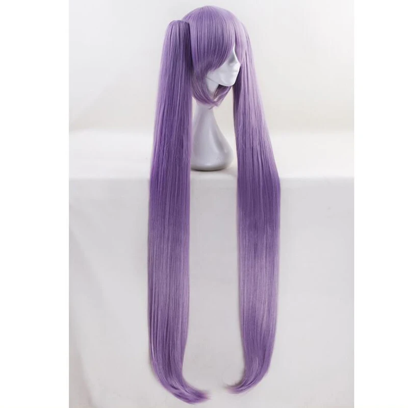 110cm Fate/Grand Order FGO Euryale Stheno Long Straight Purple Cosplay Wig With Clip On Ponytail Halloween Costume Party Hair