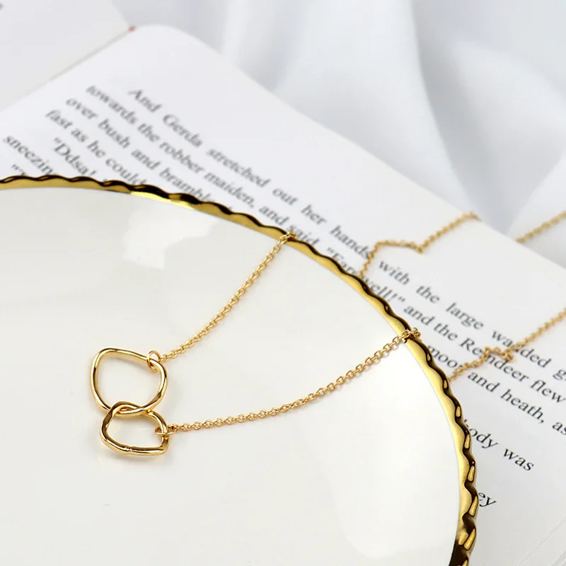 Silver color Circle Square Shape Necklace Round Shiny Gold Color Long pendant Necklaces Gift For Girl Fine Accessories