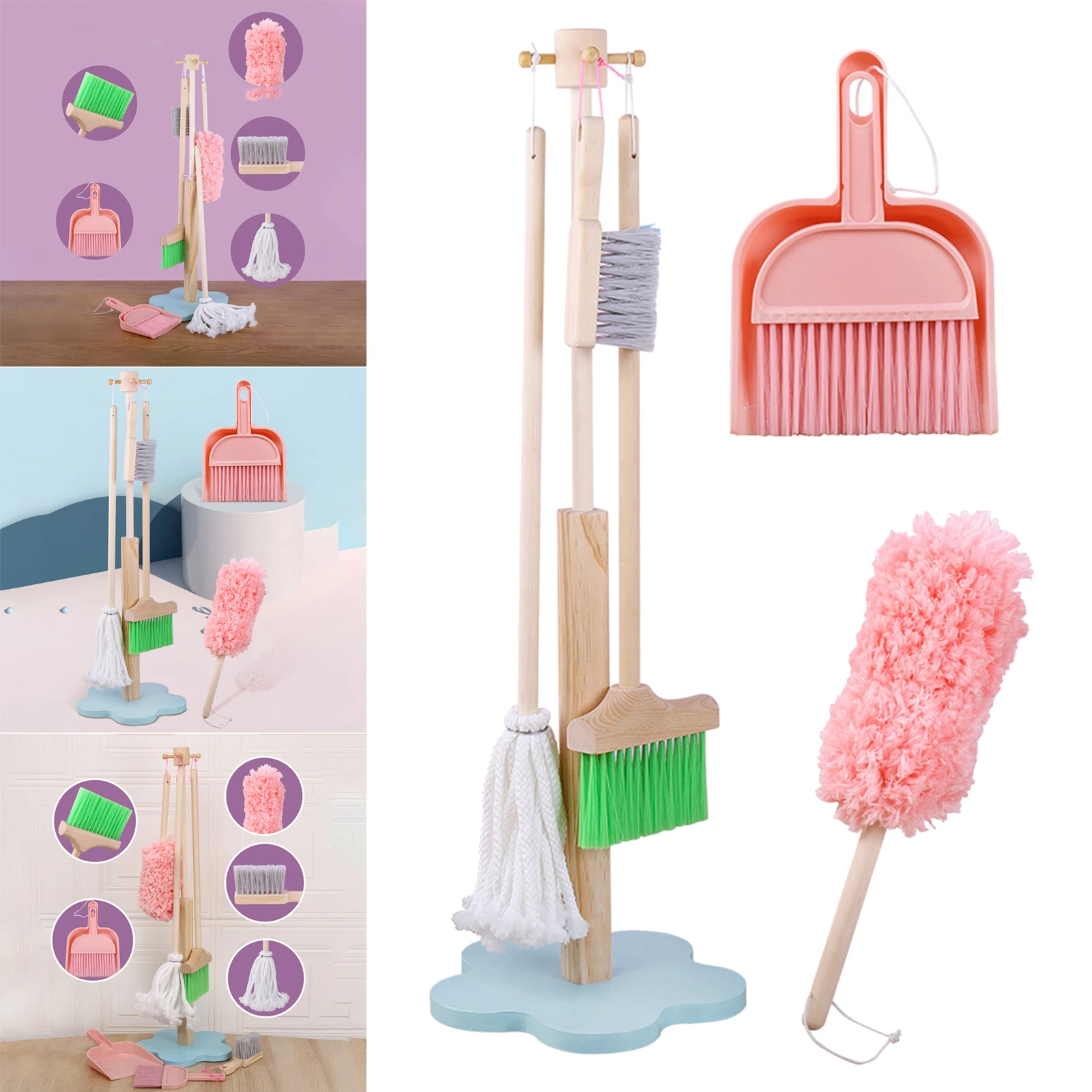 Durable Children Cleaning Tools Set Mini Broom Mop Dustpan for Kids Children