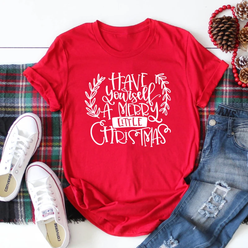 

Have Yourself A Merry Little Christmas T-shirt Vintage Holiday Winter T shirt Casual Graphic Women's Clothing Tops Tees
