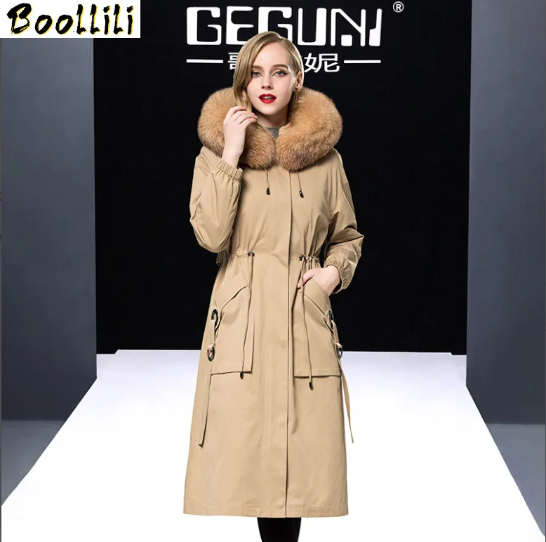 

Fur Boollili Real Coat Female Real Rabbit Fur Liner Parka Women Clothes 2023 Winter Jacket Women Fox Fur Collar Warm Overcoat