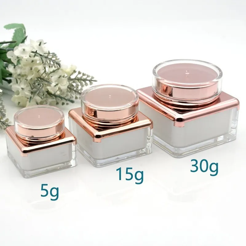 5/15/25pcs 5g 15g 30g Refillable Acrylic Lotion Bottle Travel Face Cream Bottles Empty Eye Shadow Lip Balm Ointment Jar Pot