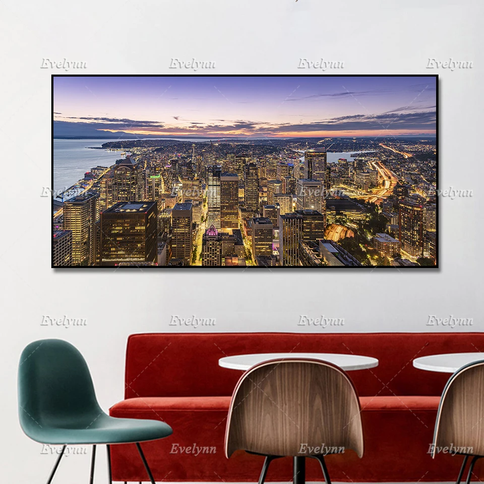 

Downtown Seattle Photography Oil Painting Posters And Prints On Canvas Wall Art Picture For Living Room Cuadros Home Decoration