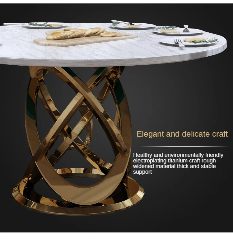 Marble Post-Modern Simple Light Luxury Dining Table and Chairs Set Hotel Custom Creative round Dining Table