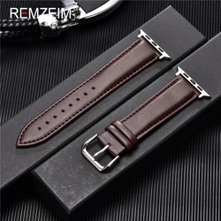 Genuine Leather Watchband for Apple Watch Ultra 8 7 6 5 4 3 SE Leather Business Strap 42 44 45 49mm for iwatch Band 38 40 41mm