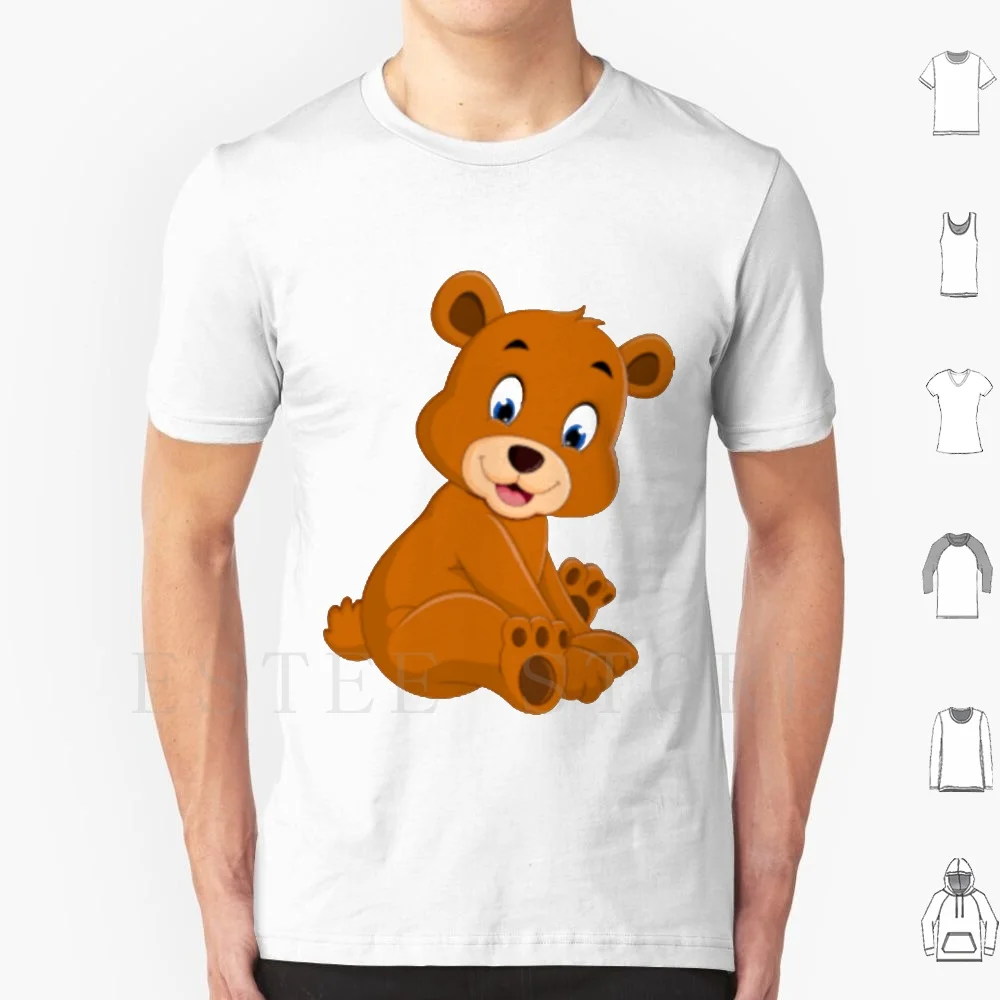 Ursinho t camisa diy tamanho grande 100% algodão pequeno urso sorriso joice agradável olhos grandes bonito diversão engraçado legal bonito