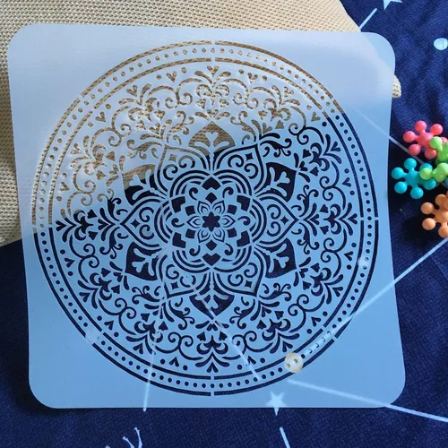 Imagen 2 del producto 30*30 cm grande flor redonda mandala diy plantilla pintura libro de recortes colorear grabado álbum decoración plantilla-i