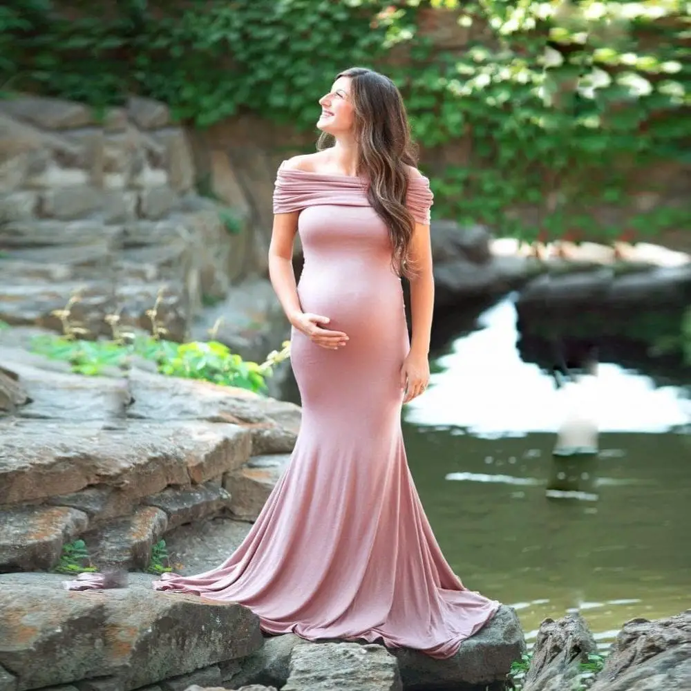 Vestidos de maternidad sin hombros, accesorios de fotografía
