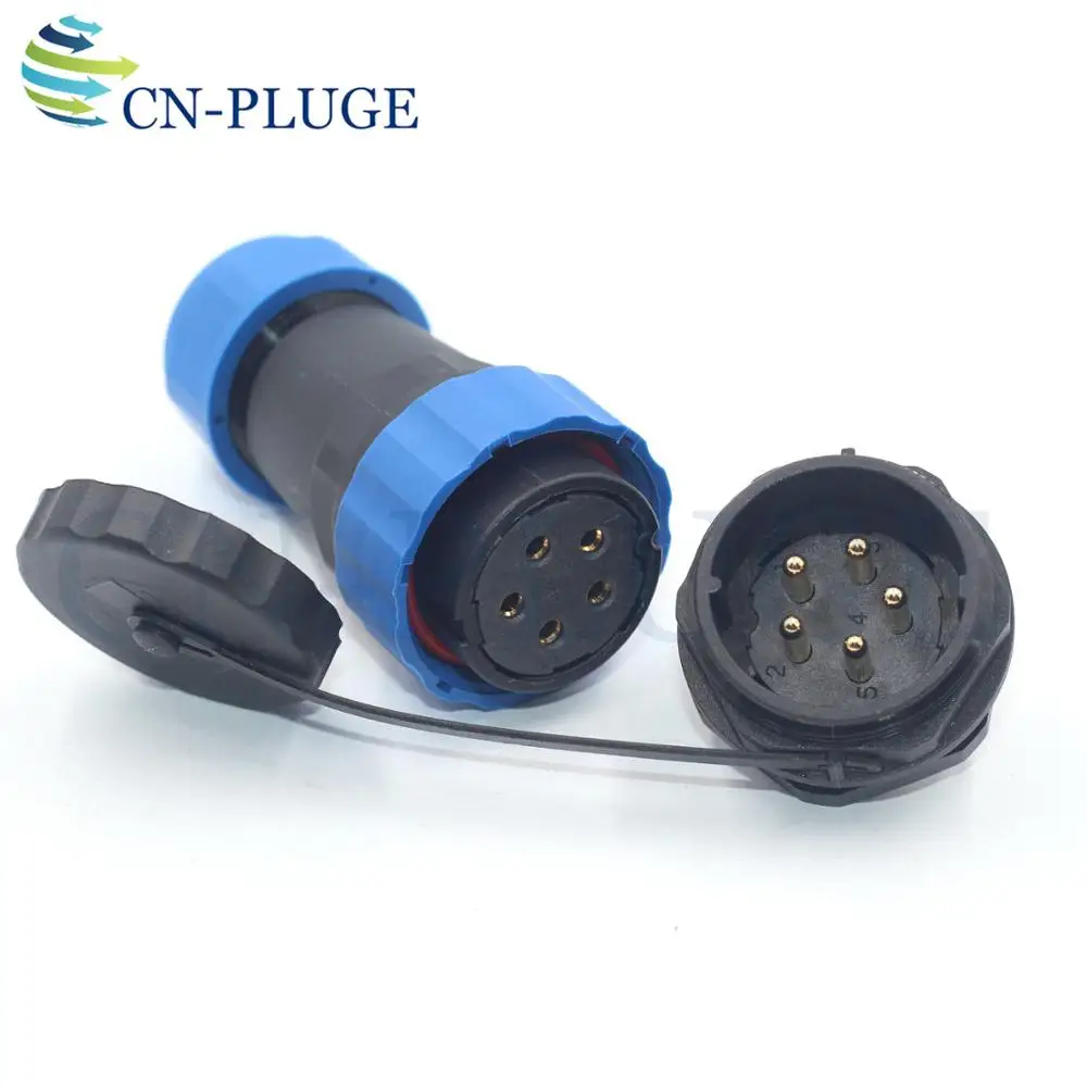 SP28  5 pin Aviation Waterproof Wire Connector 28mm Panel Mount Outdoor Dust-proof Connector Male Socket Female Plug  IP68