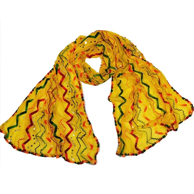 Spring Summer India Sarees Woman Fashion Ethnic Styles Embroidery Scarf Dupattas Beautiful Colour Comfortable Shawl