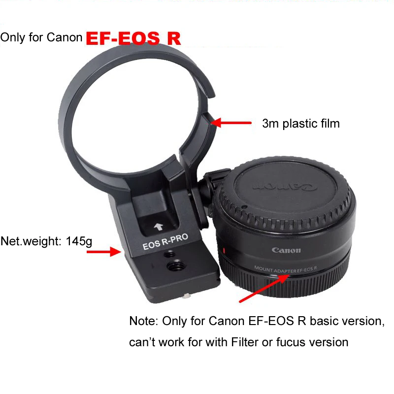 iShoot Lens Collar Foot w Camera Ballhead Quick Release Plate for Canon EF-EOS R Tripod Mount Ring Work for Vertical Shooting