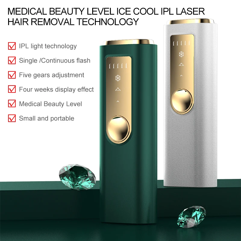 White Dolphin Unlimited Flashes Home Use Painless Permanent Ice Cool IPL Bikini Body Face Hair Removal Laser Epilator for Women