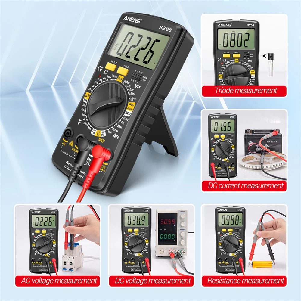 SZ08 multimetro digitale di archiviazione ultrasottile misuratore professionale voltmetro automatico AC DC 220V tester di resistenza per maniglie