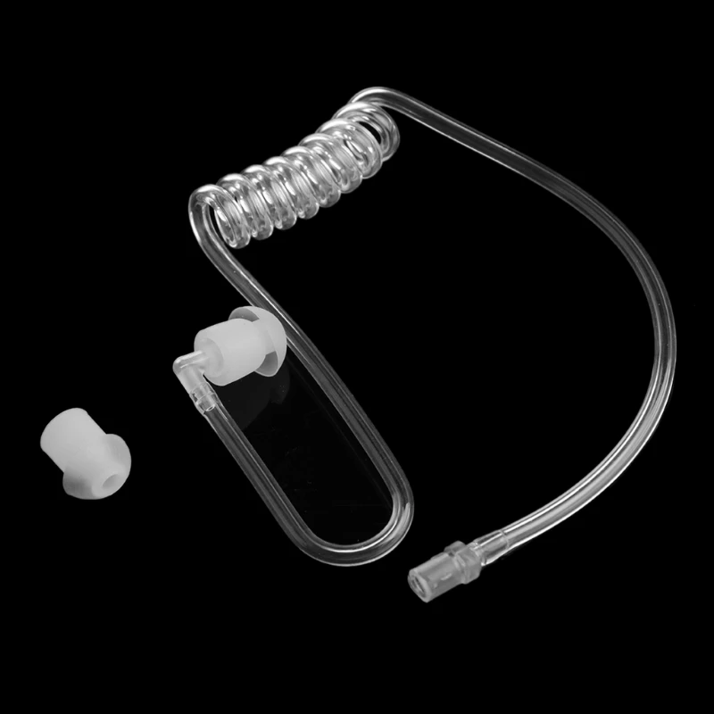 41QA Transparent Coil Acoustic Air Tube Earplug Replacement For Radio Earpiece Headset