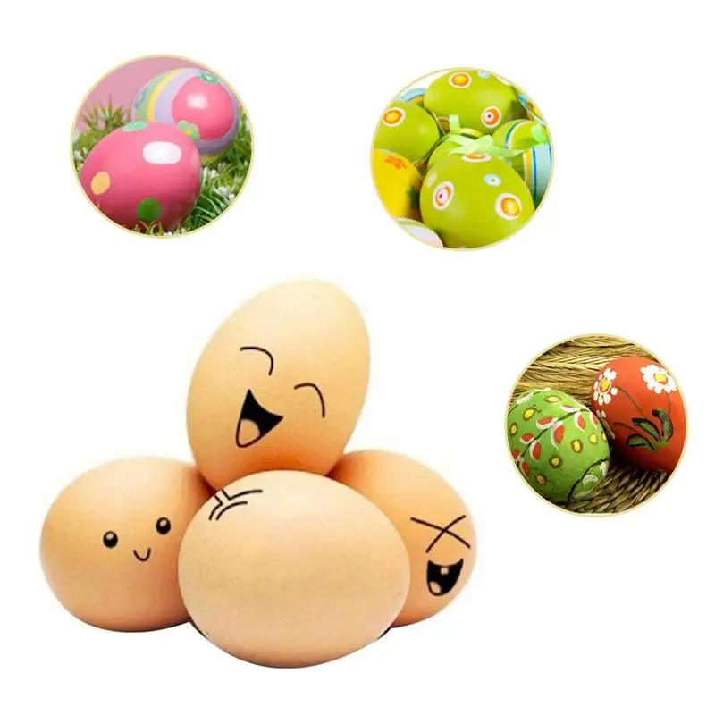 5PCS Fake Chicken Eggs Creative Simulation Painted DIY Graffiti Egg Model Easter Holiday Gift