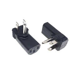 IEC C13 Right Angle to US Nema 5-15P Plug Adapter American 3 Prong Plug to C13 AC Power Cable Plug Adapter