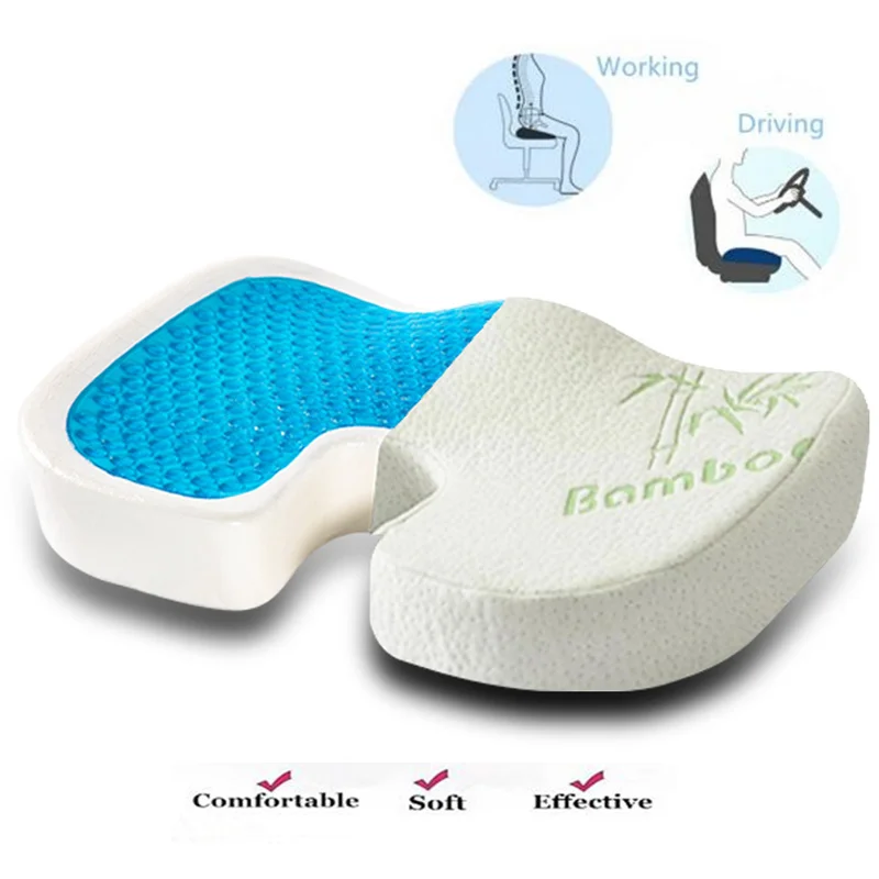 Bamboo Fiber Seat Cushion Coccyx Orthopedic Memory Foam Seat Massage Chair Cushion Pad Car Gel Sponge U-Shape Seat Cushion