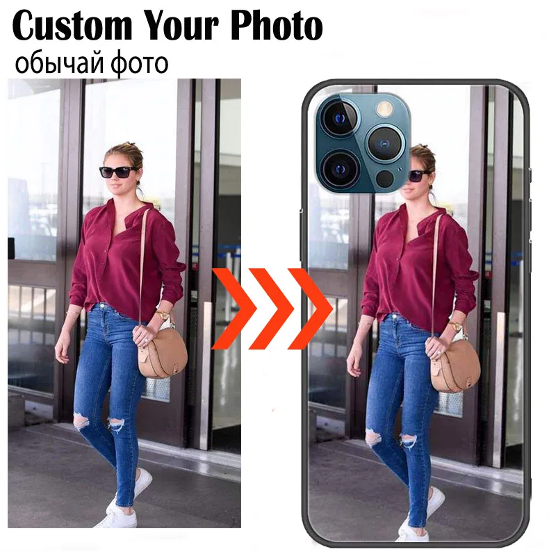 Customized Photo Glass Cases For iphone 12 Pro Max DIY Personalised Picture Phone Cover For iphone 15 Plus 12 mini TPU Case Soft