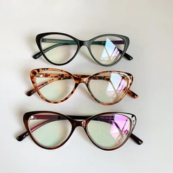Trendy Spectacle Frame Anti Blue Light Glasses Cat Eye Women Brand Designer Eyewear Optical Myopia Nerd Black Purple Eyeglasses