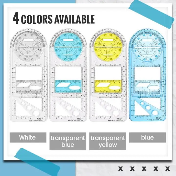 多機能製図定規O2幾何学測定ドラフティングティーチャー学生のためのDIY描画定規ドロップシップ