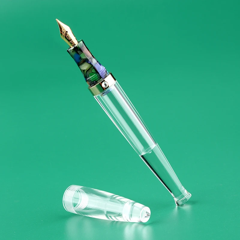 

/ MAJOHN S5 Resin Dropper Fountain Pen Transparent Iridium 0.38/0.5mm Large-Capacity Ink Storing Writing Gift Ink Pen