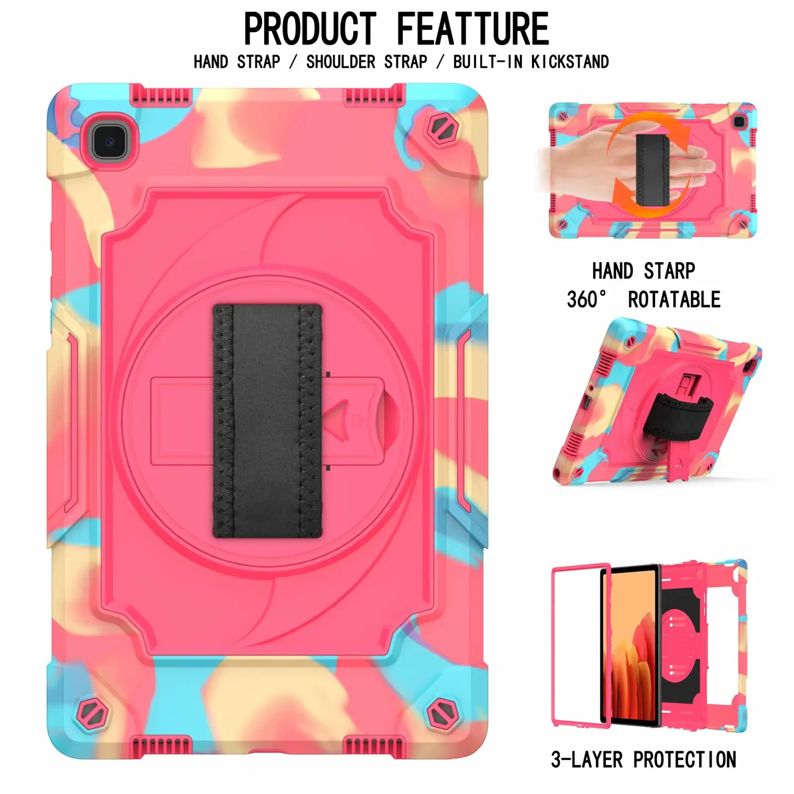 

360 Rotation Case For For Samsung Galaxy Tab S6 Lite 10.4 SM-P610 SM-P610 10.4 Inch Tablet Funda Cover + Pen + Strap