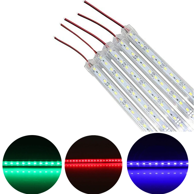 

4 шт., осветительные полосы 5730 SMD с алюминиевым покрытием и поликарбонатом, зеленого, розового, синего, красного цветов