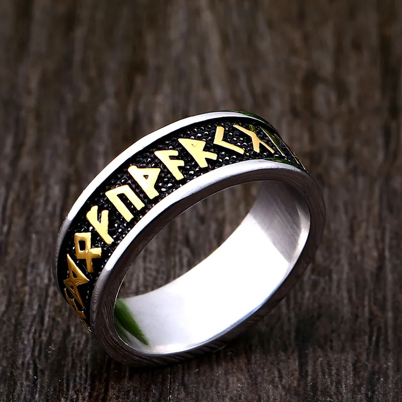 steel soldier  viking rune cool stainless steel ring smooth fashion popular north europe gift amulet jewelry